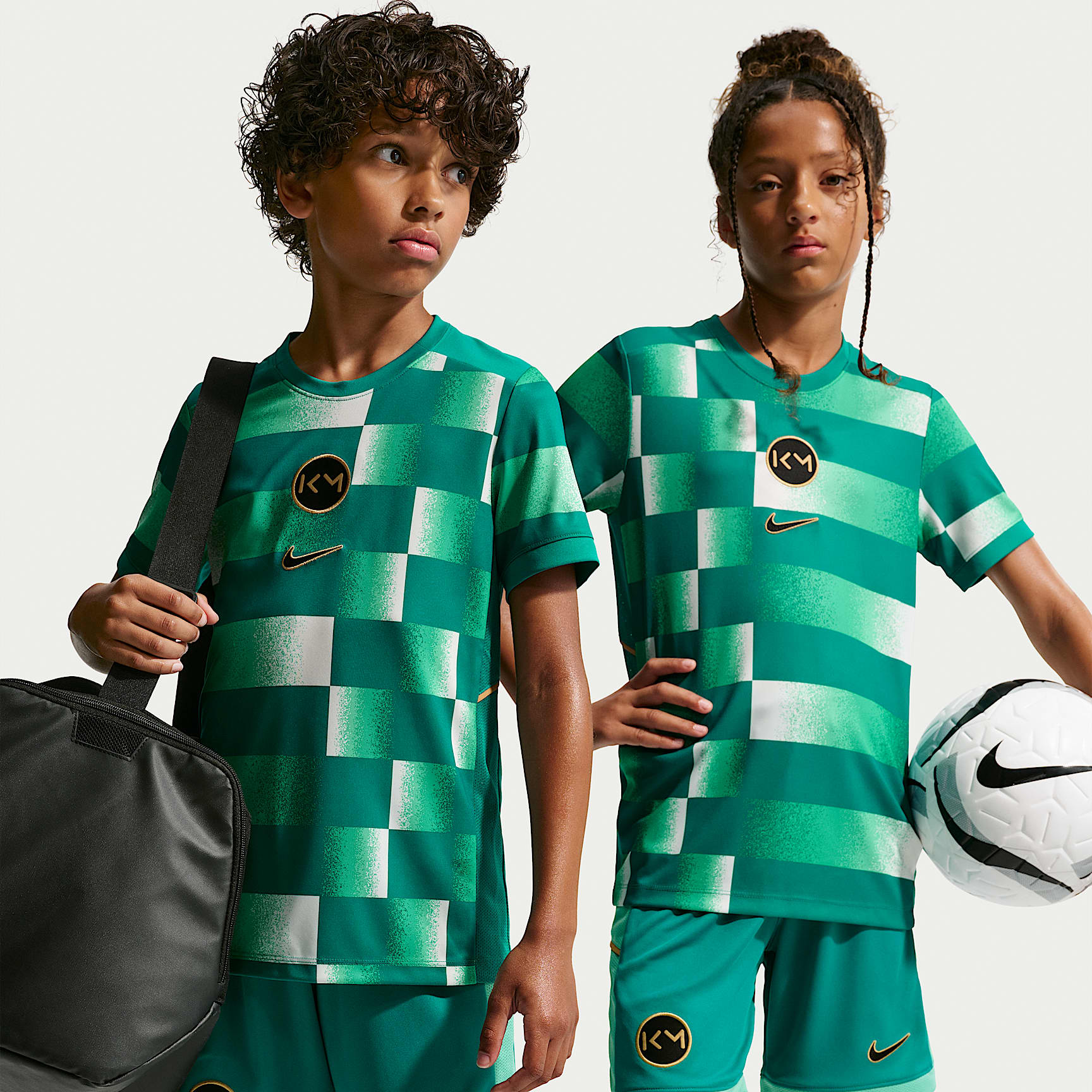 Kylian Mbappé Academy Big Kids' Dri-FIT Short-Sleeve Soccer Top